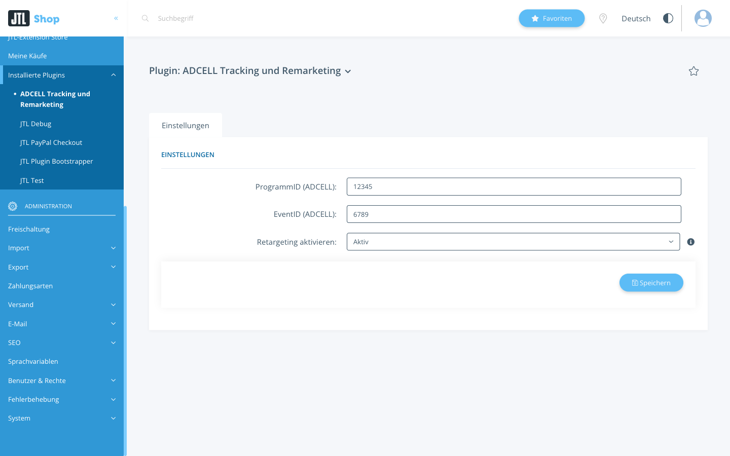 Einstellungsseite des Plugins mit allen drei Optionen