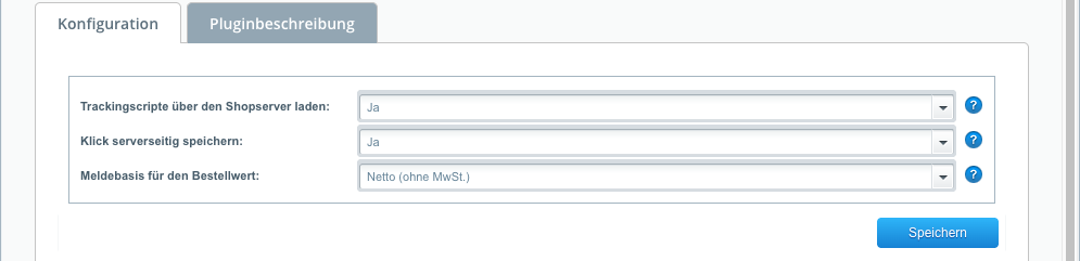 Reiter „Konfiguration“ im Plugin Manager mit den drei Optionen des Plugins